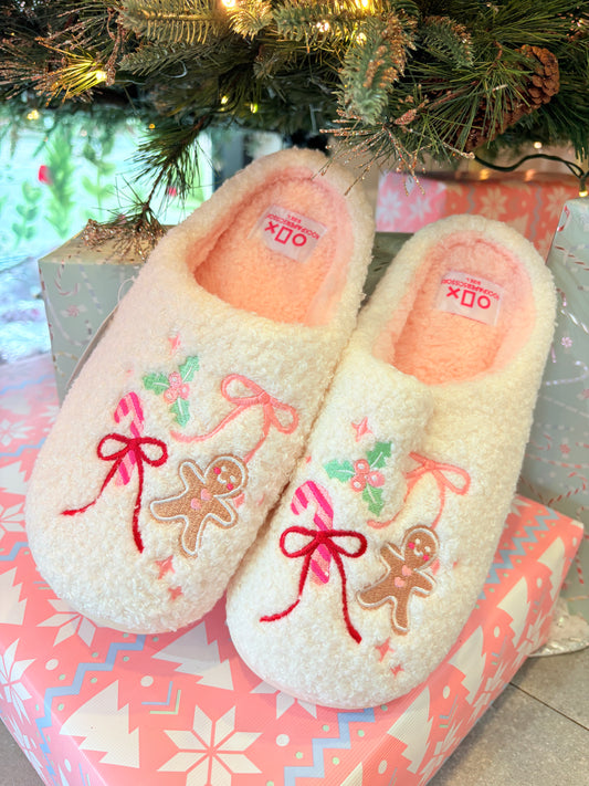 Gingerbread Bow Slippers