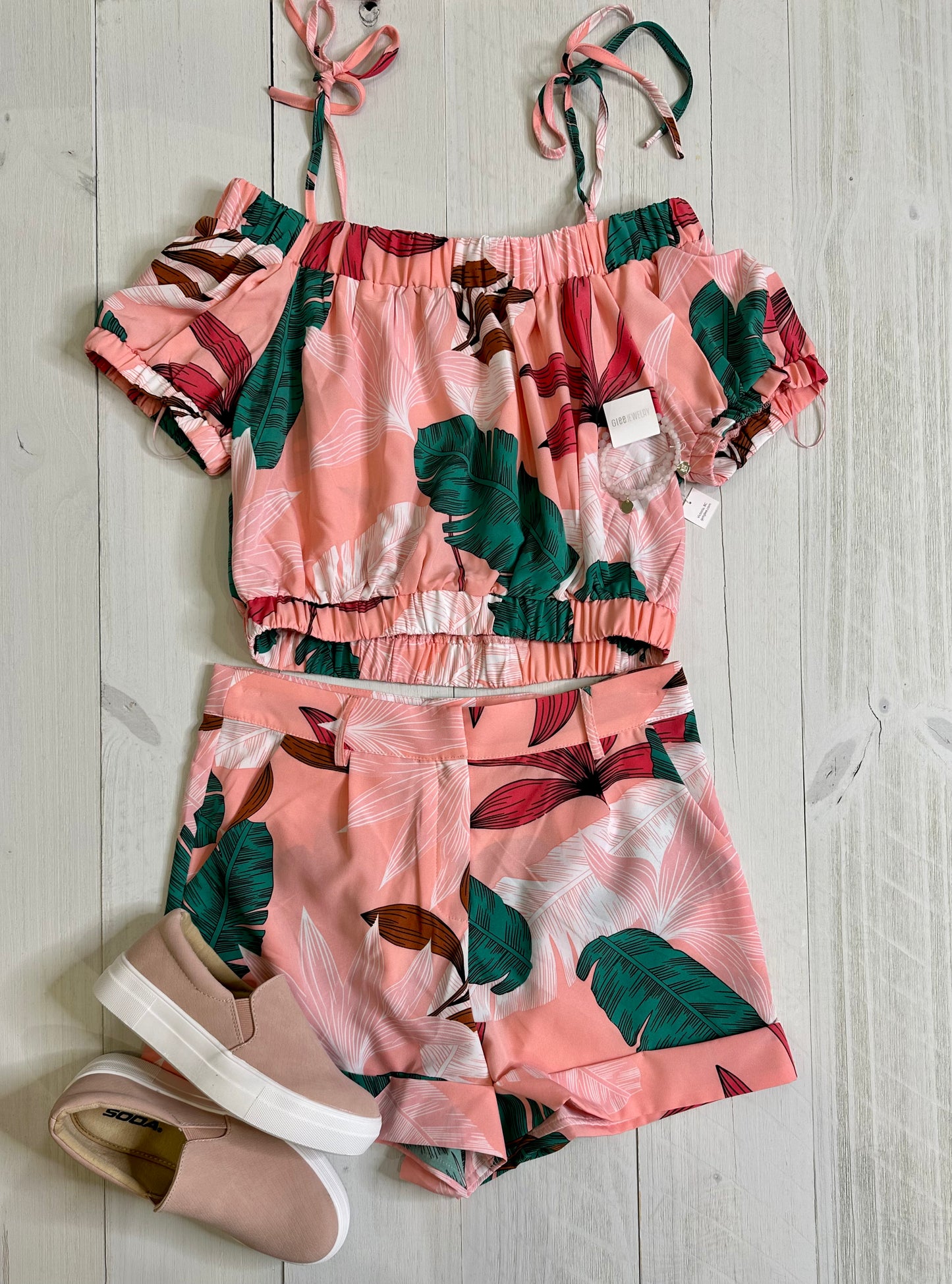 TCEC Pink Tropical Crop Top