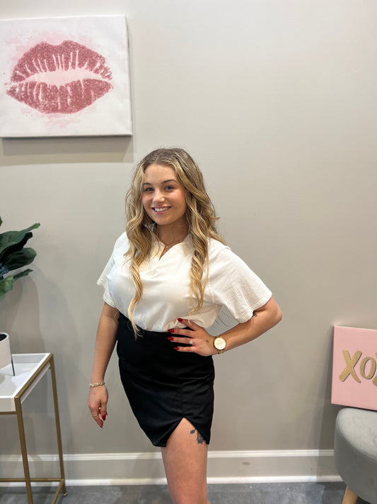 Black Mini Skirt Side Slit