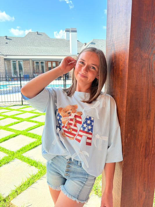 Hugging on the USA Tee