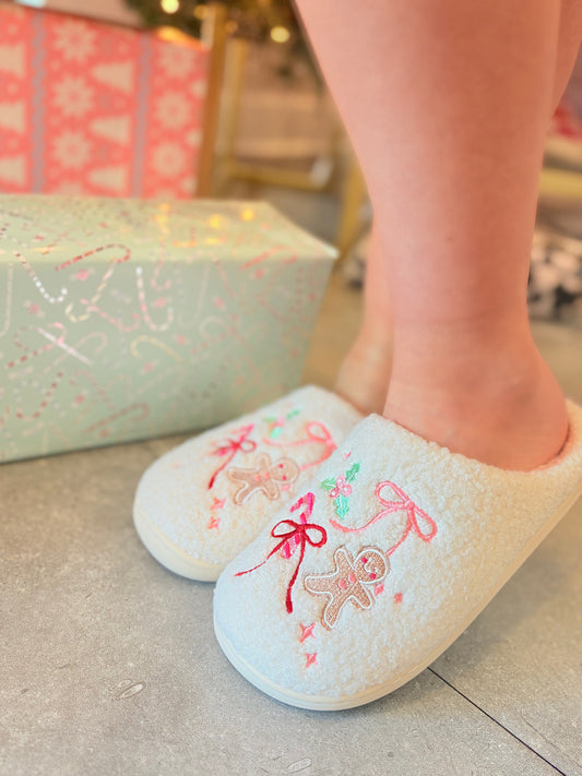 Gingerbread Bow Slippers