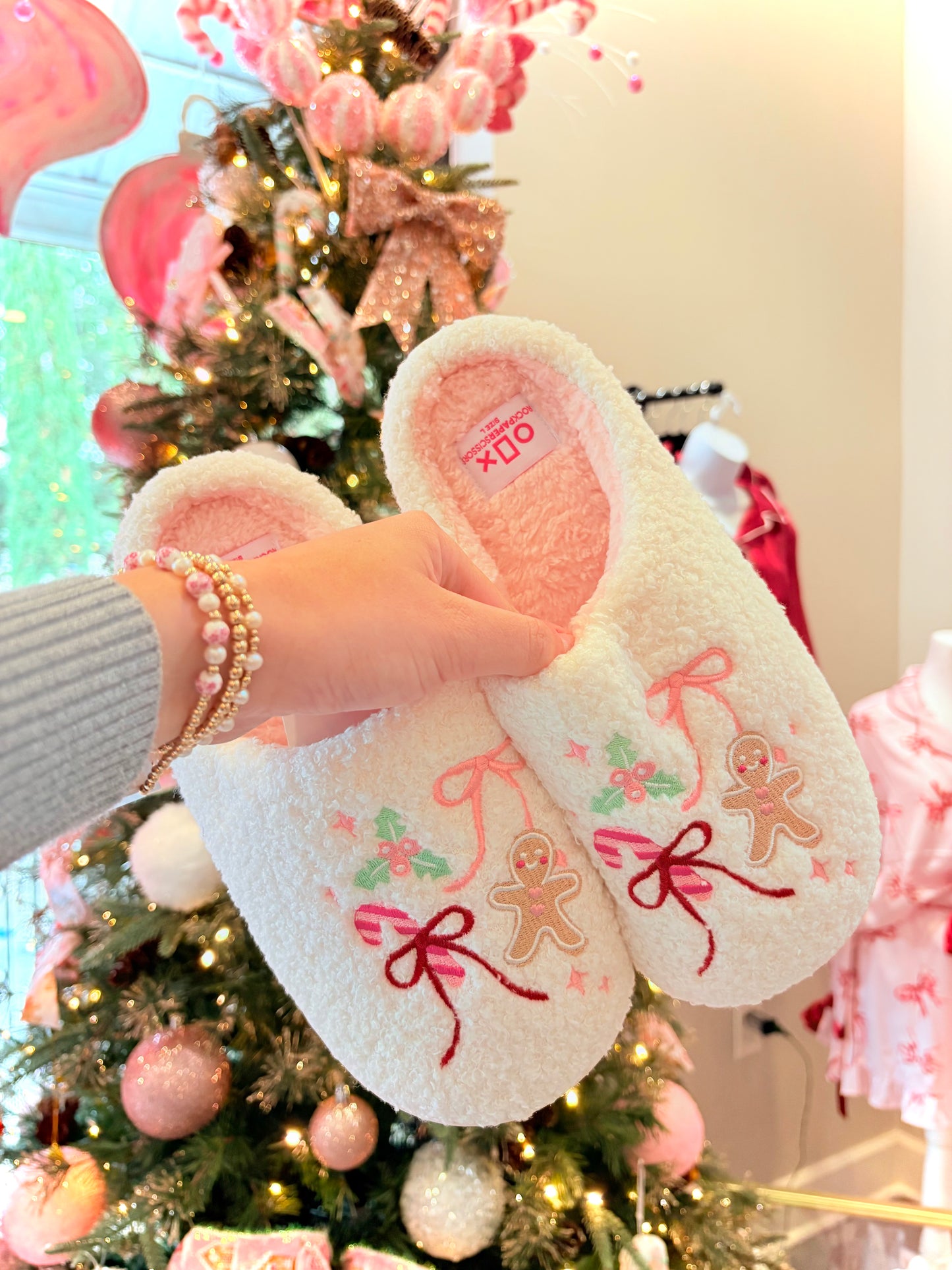 Gingerbread Bow Slippers