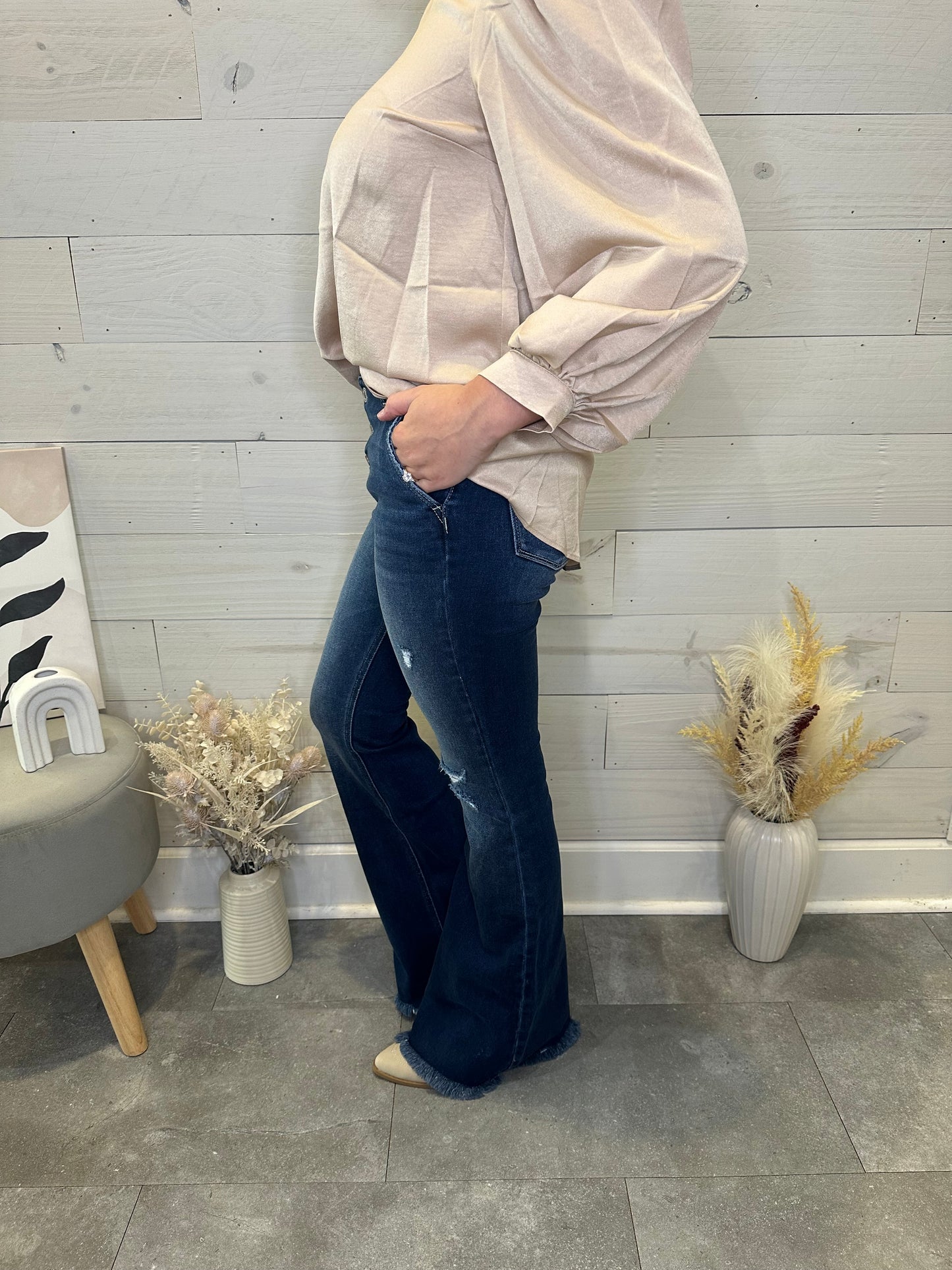 The Lauren Button Flare Denim