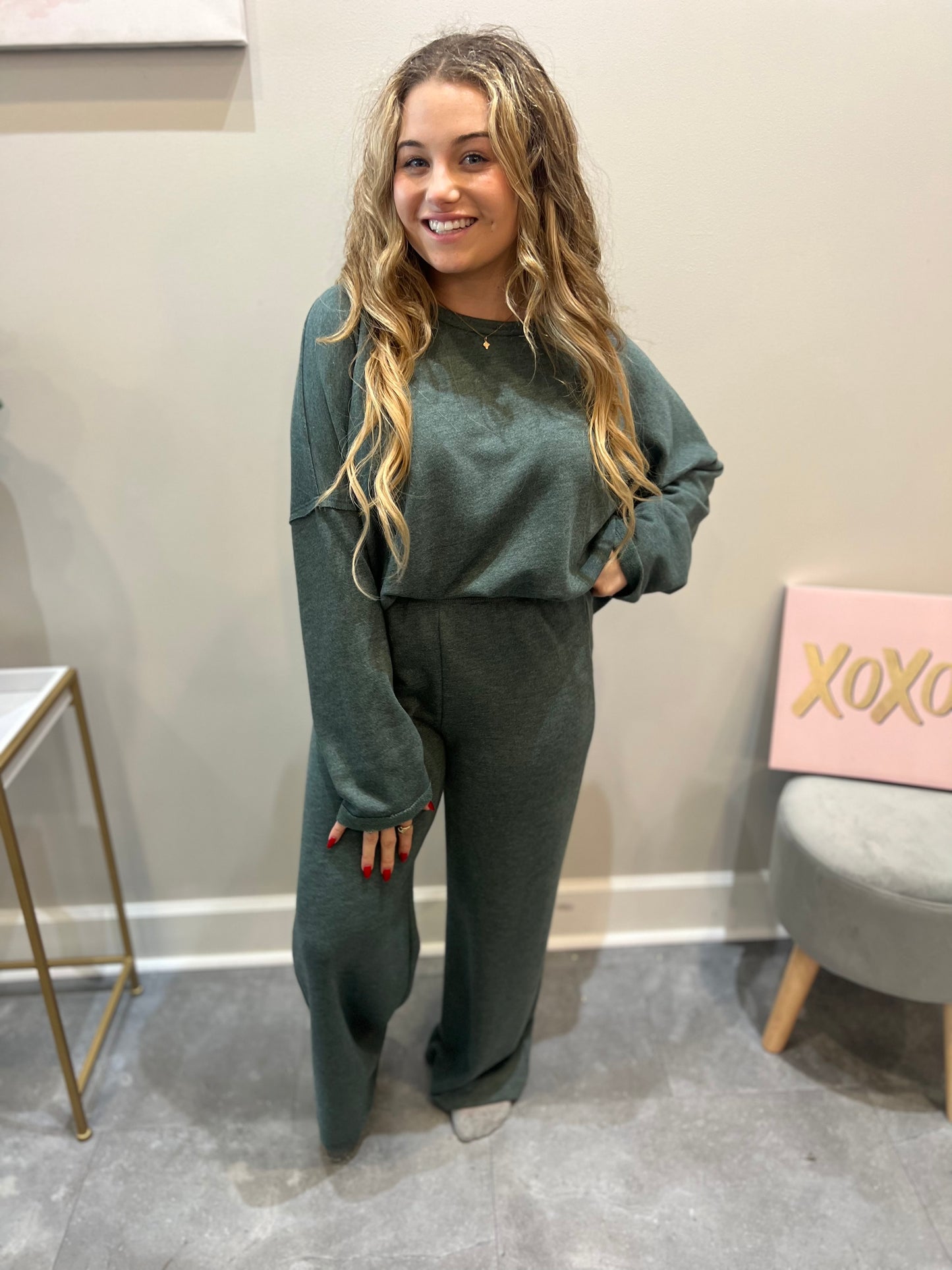 Forest Green Wide Leg Pants