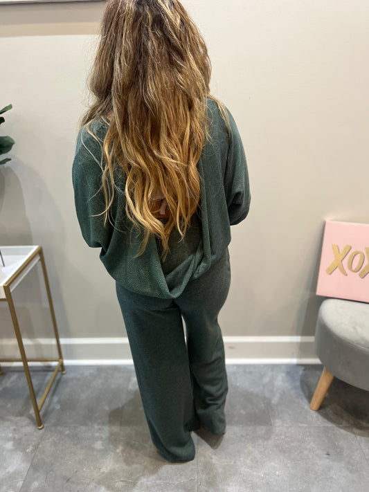 Forest Green Open Back Sweatshirt