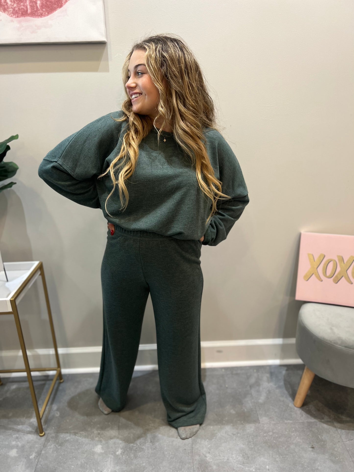 Forest Green Wide Leg Pants